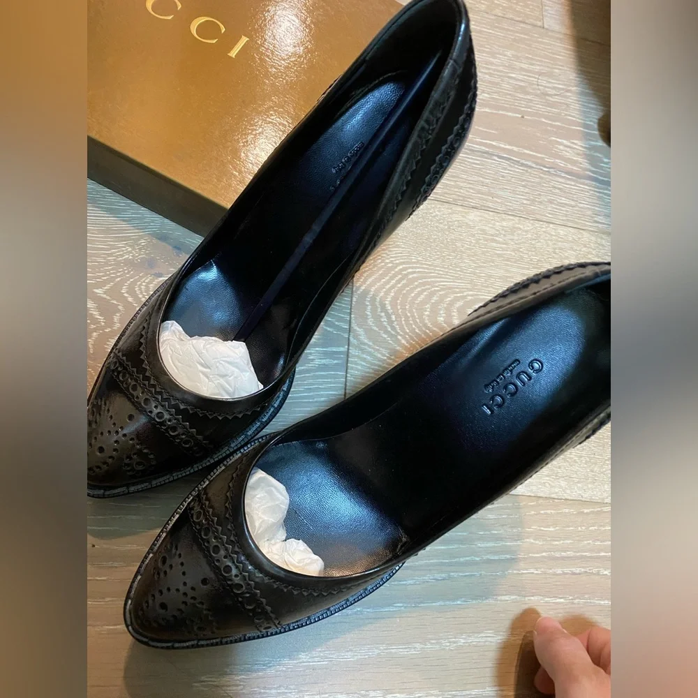 Gucci Loafers Pimps 37.5 New in box black grey. old wimbledon - Picture 4 of 7